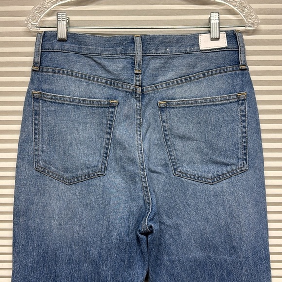 Something Navy Distressed High Waist Straight Raw Hem Ankle Jeans Size 4 - Picture 6 of 11